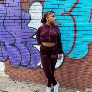 Y2k Red velvet tracksuit